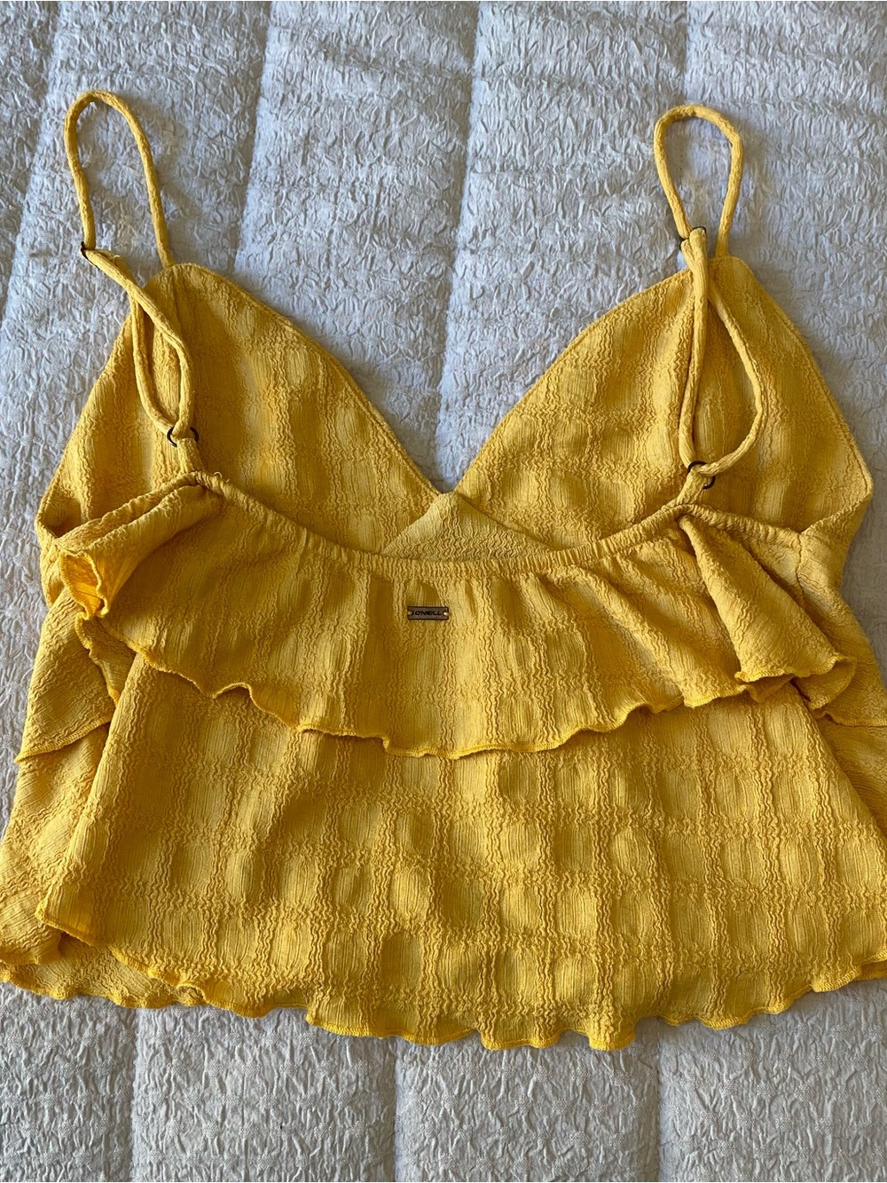 O'Neill Yellow Textured Ruffle Cami Top - Picture 2 of 5